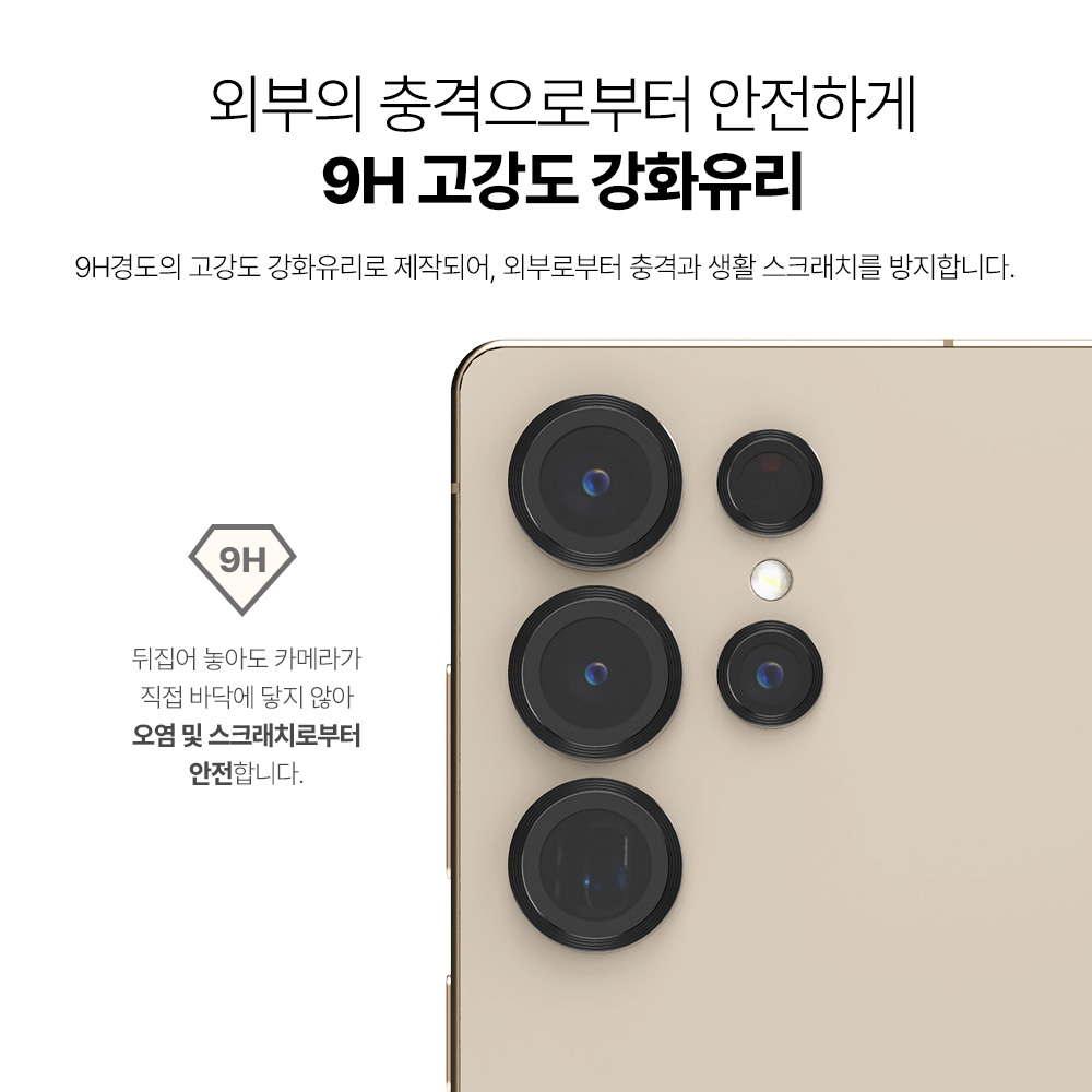 랩씨 카메라 강화유리 렌즈보호필름 빛번짐 방지 메탈링 블랙 갤럭시S25 울트라, 2매입 - 상세 이미지 5