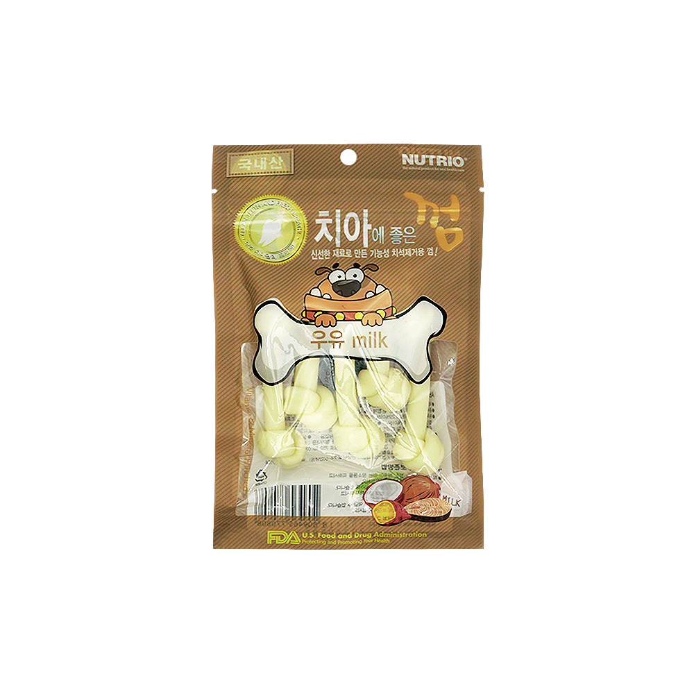 뉴트리오 치아에좋은껌 밀크 강아지 치석껌 대용량 80g 간식 덴탈 치약 - 메인 이미지