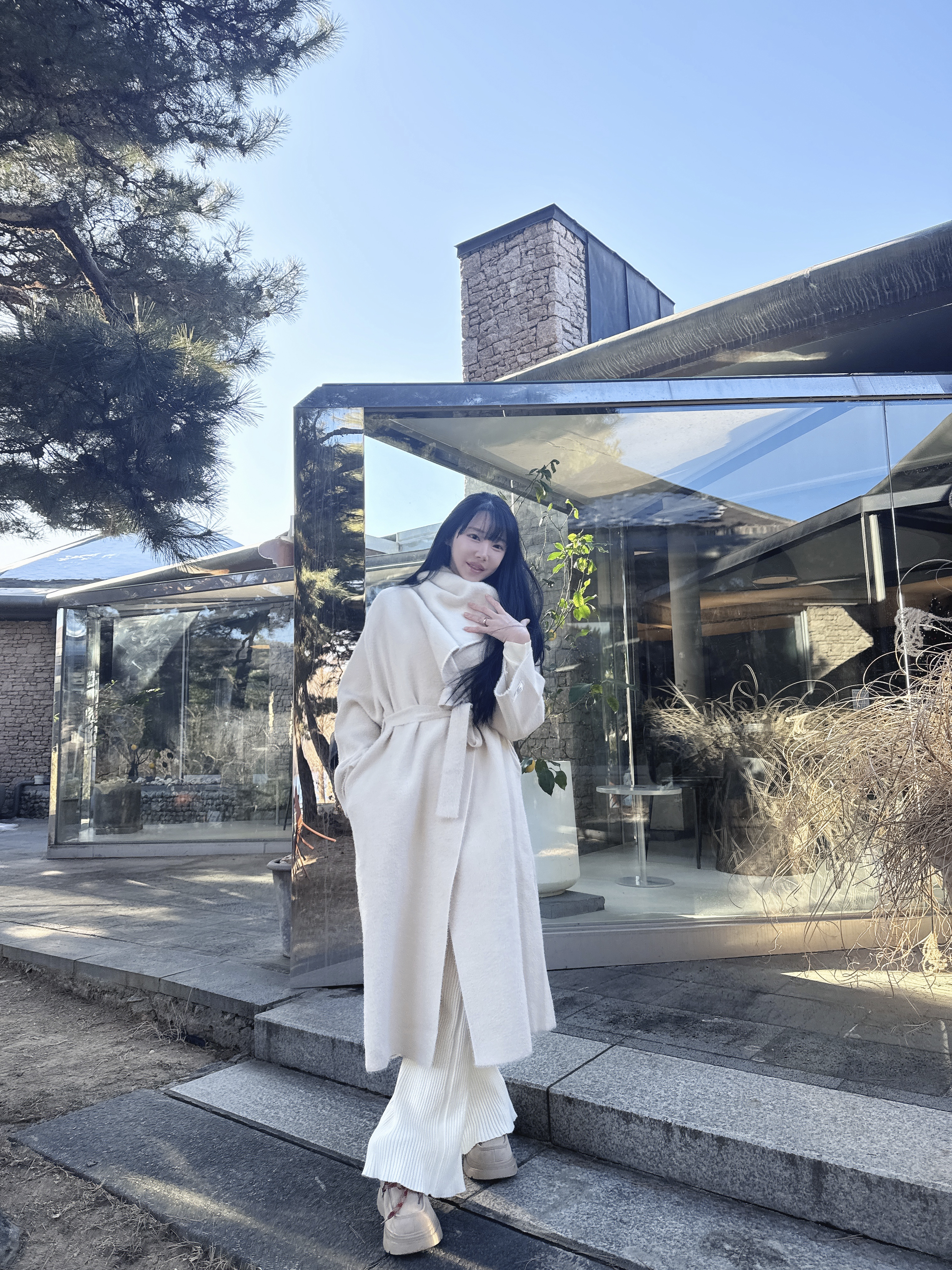 [🤍☁밍크원단/꾸안꾸룩☁] 패치 숄카라 머플러 투웨이 롱 코트 가디건 (수입) 상세 이미지 14