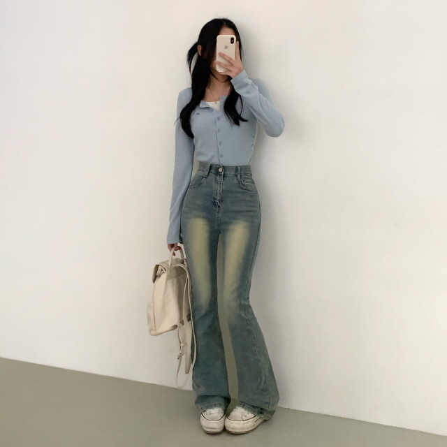 [3단기장/허리밴딩!] 젝스 빈티지 워싱 슬림핏 청바지 하이웨스트 롱 부츠컷 데님 팬츠 상세 이미지 41