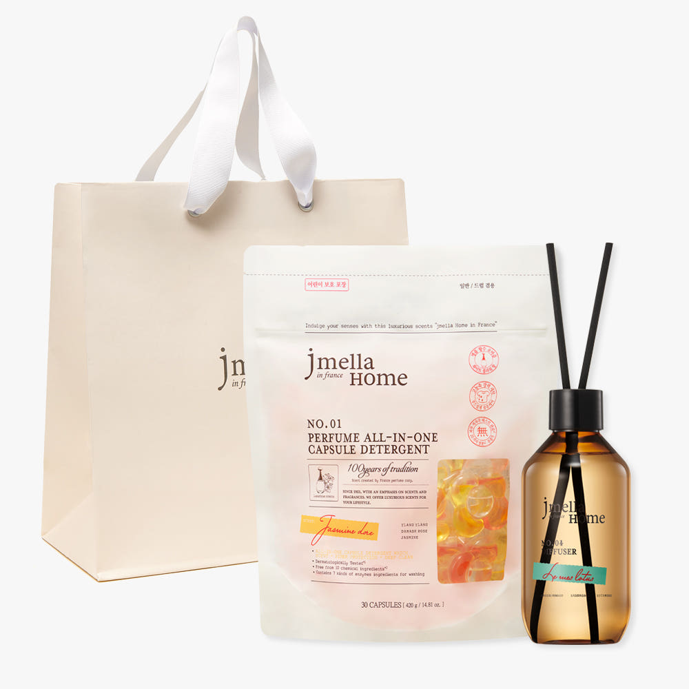제이멜라 홈 퍼퓸 홈케어 2종 세트 (캡슐세제 30개입 + 디퓨저 180ml) - 메인 이미지