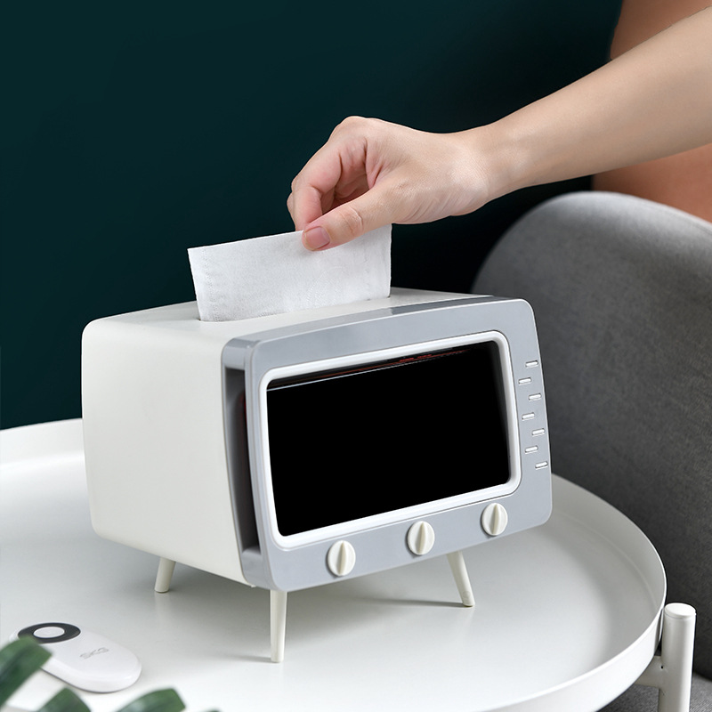 레트로 핸드폰거치대 티비 두루마리휴지 티슈케이스