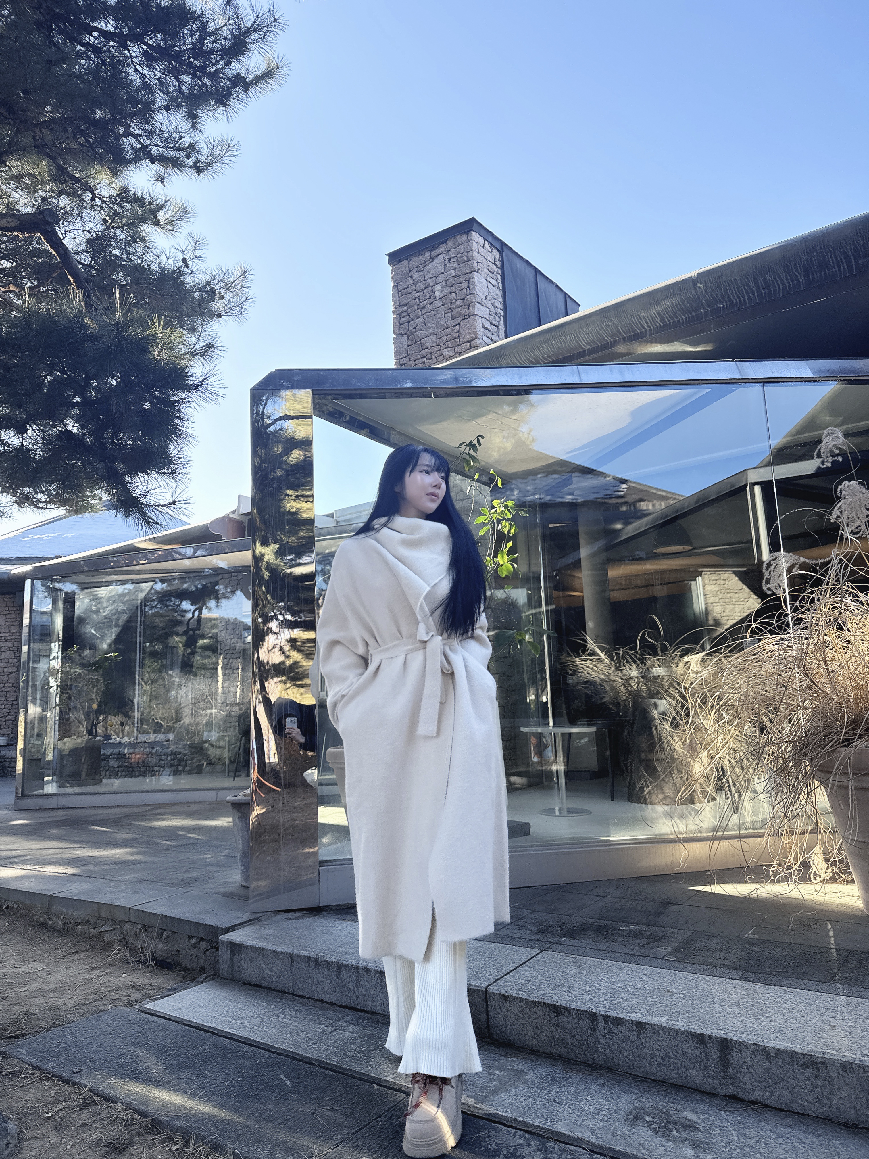 [🤍☁밍크원단/꾸안꾸룩☁] 패치 숄카라 머플러 투웨이 롱 코트 가디건 (수입) 상세 이미지 13