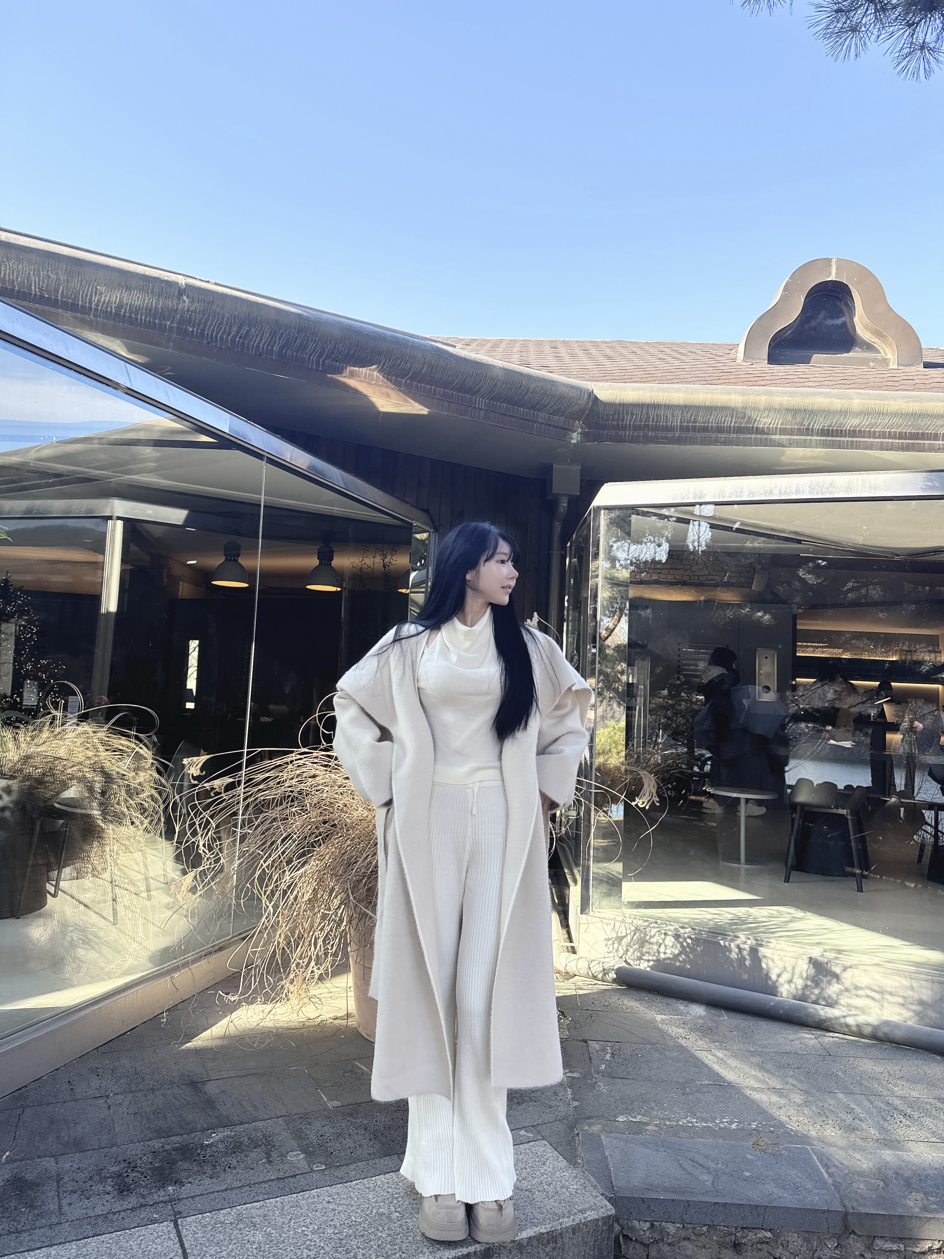 [🤍☁밍크원단/꾸안꾸룩☁] 패치 숄카라 머플러 투웨이 롱 코트 가디건 (수입) 상세 이미지 16