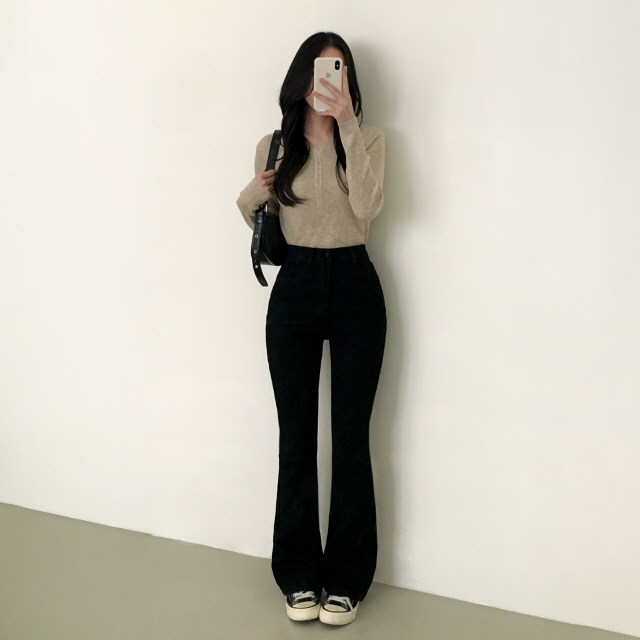 [3단기장/허리밴딩!] 젝스 빈티지 워싱 슬림핏 청바지 하이웨스트 롱 부츠컷 데님 팬츠 상세 이미지 49