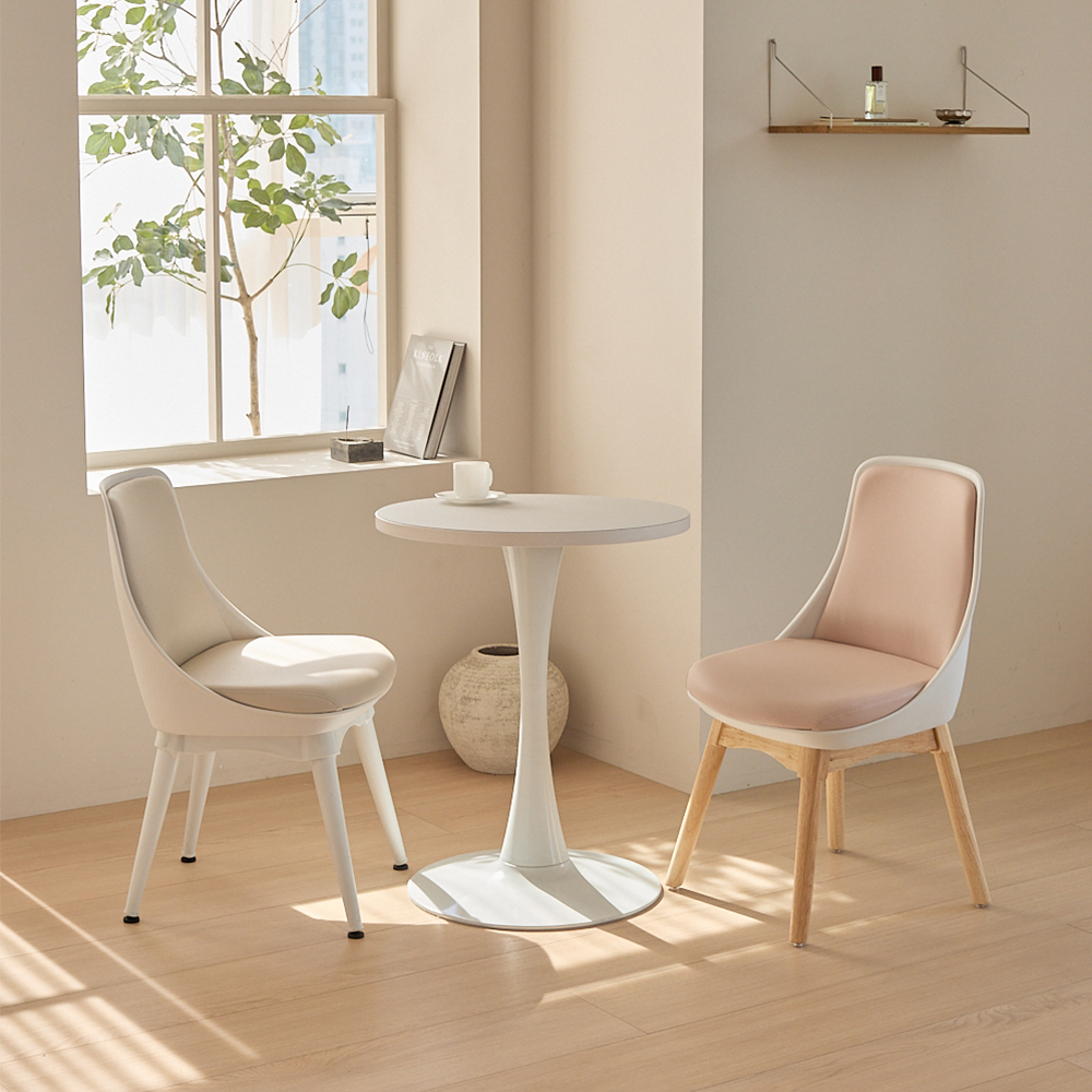 피치트렌디 비보 식탁세트 1인 2인 원룸 원형테이블 600 식탁 티테이블 의자 세트