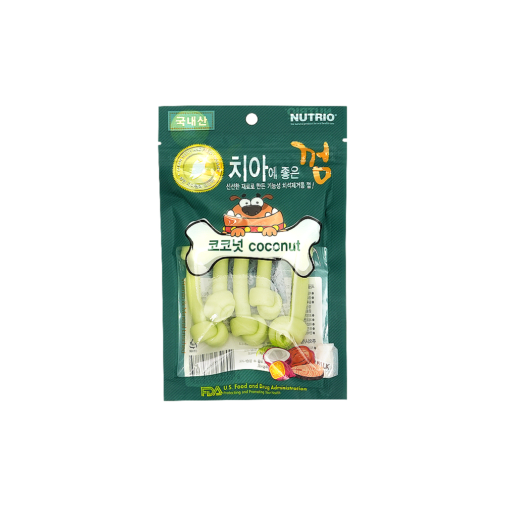 뉴트리오 치아에좋은껌 코코넛 강아지 치석껌 대용량 80g 간식 덴탈 치약 - 메인 이미지