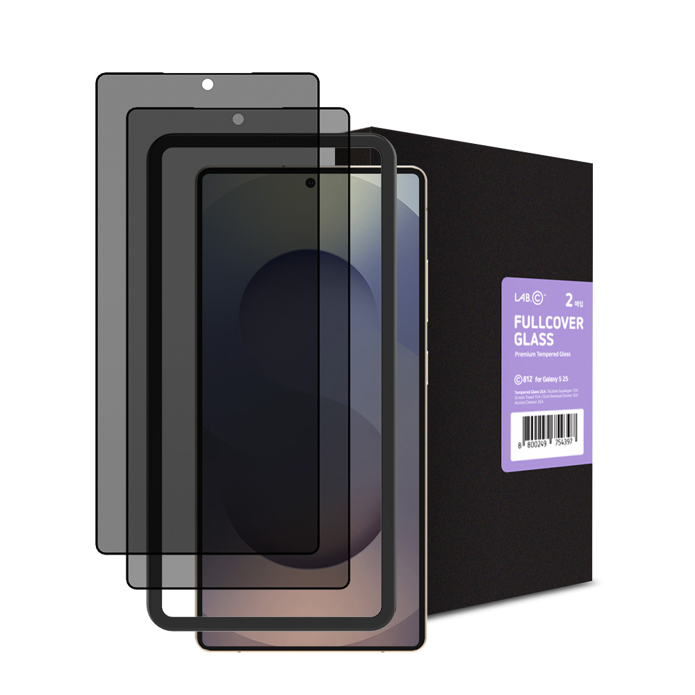 랩씨 사생활보호 풀커버 강화유리 지문방지 저반사 프라이버시 액정보호필름 갤럭시S25 울트라, 2매입