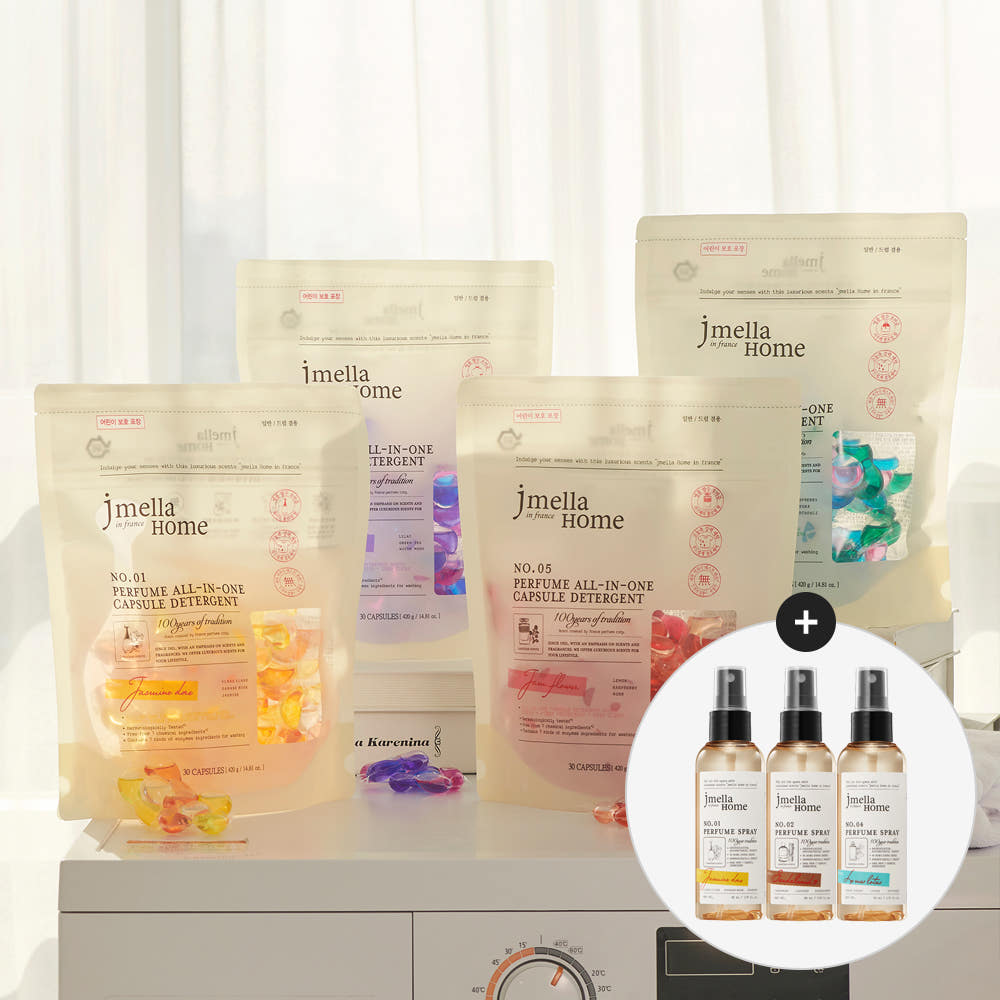 제이멜라 인 프랑스 퍼퓸 올인원 캡슐 세제 6종 세트 총 240캡슐 (룸스프레이 3종 증정)