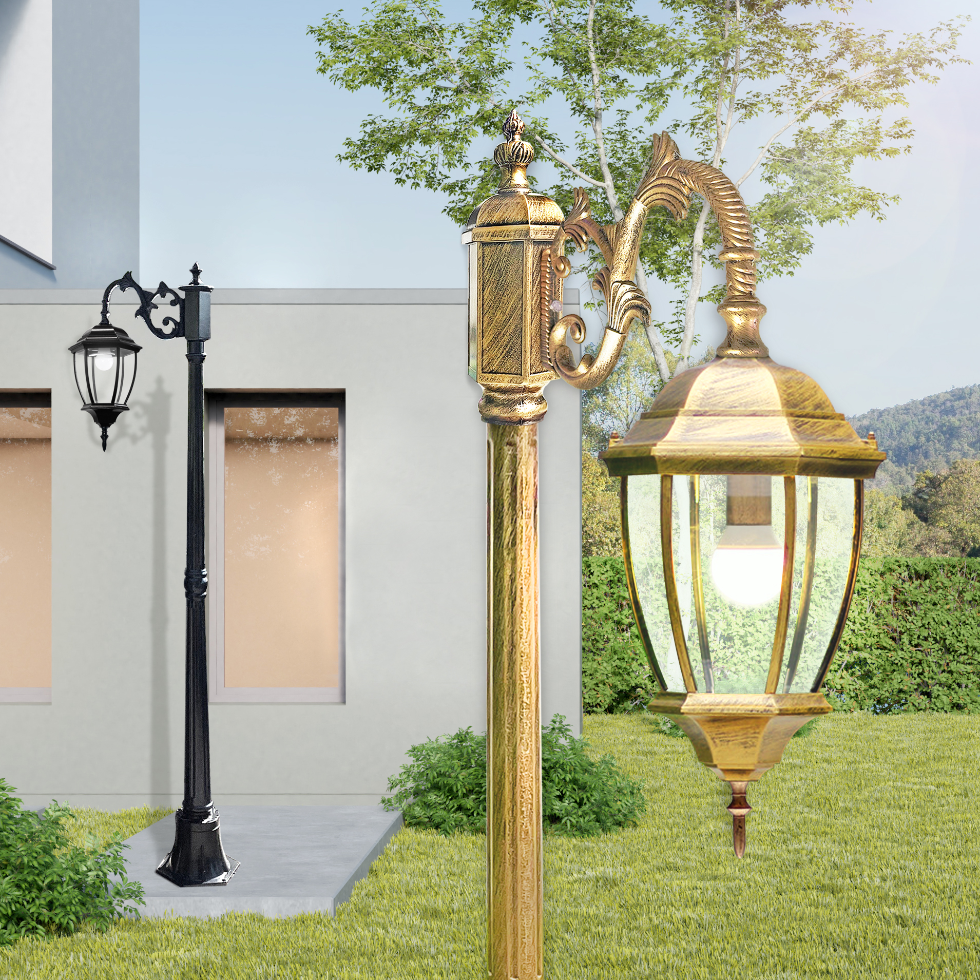 LED 가로등 전기 정원 조명등 보안등 데크등 아파트 설치 곡면 육각등 기둥 2.6M - 상세 이미지 3