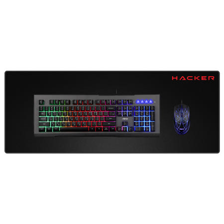 ABKO HACKER KM700 게이밍 키보드 마우스 장패드 세트 블랙