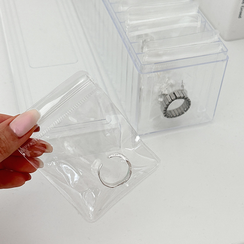 악세사리 변색방지 미니pvc지퍼백 귀걸이보관 목걸이보관 PVC 지퍼 파우치 - 메인 이미지
