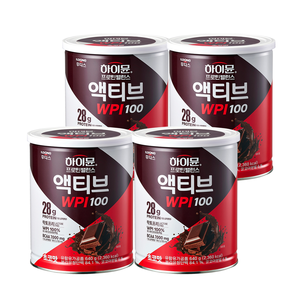 하이뮨 프로틴 밸런스 액티브 WPI 100 초코맛, 640g, 4개