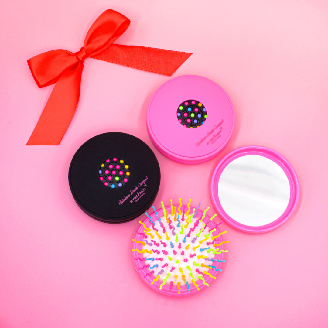 [아이캔디] 레인보우 볼륨 S 컴팩트 헤어브러쉬 1EA (블랙,핑크,네오핑크)