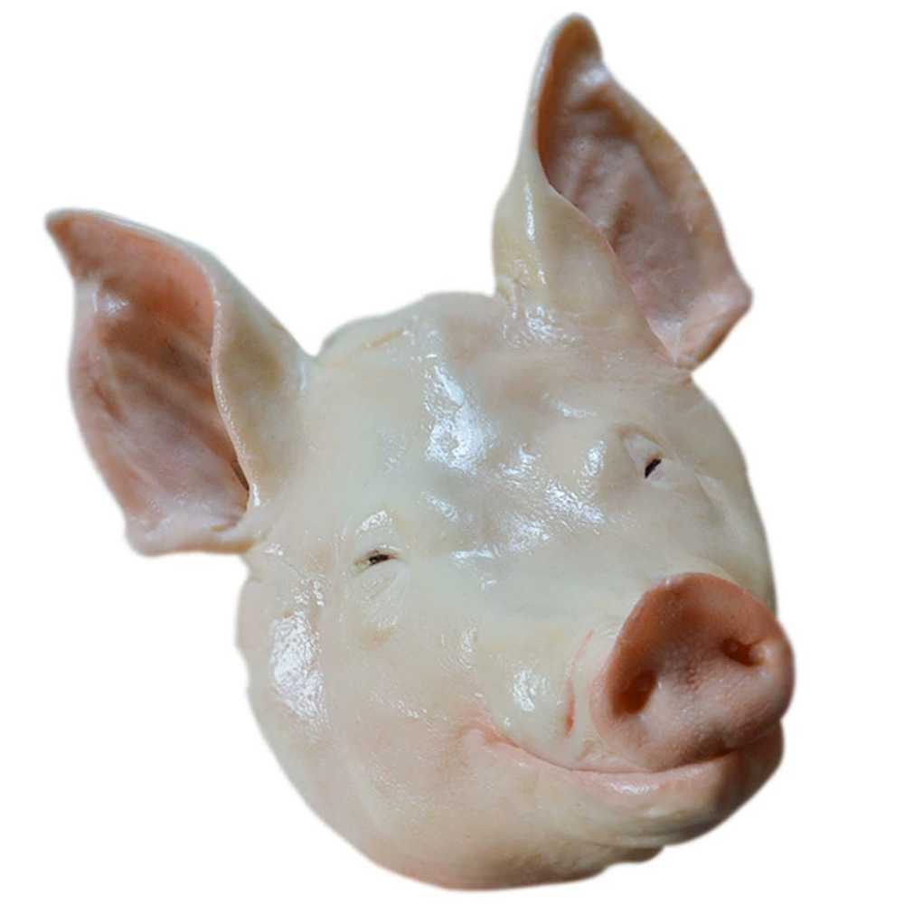 고사 돼지 머리 모형 소품 장식 전시용 개업식 인조 직경26cm 고사용 가짜 돼지 머리 인형 : 두부랑한모