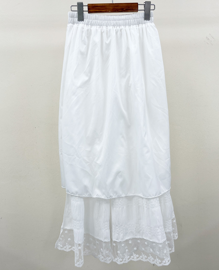 에펠 플라워자수 시스루 펀칭 캉캉 A라인 롱 밴딩 하이웨스트 봄 스커트 (속치마) (2color) 상세 이미지 58