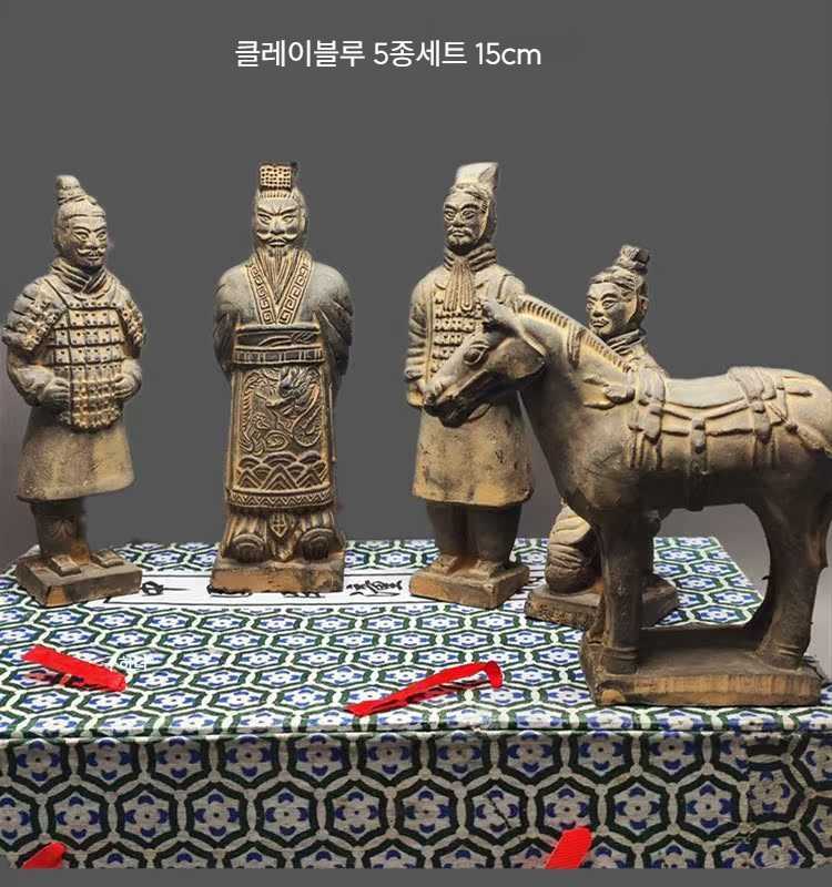 고캠프 병마용 장식품 진시황 소품 기념품 공예품 도자기 청동색 5개 11cm - 상세 이미지 5