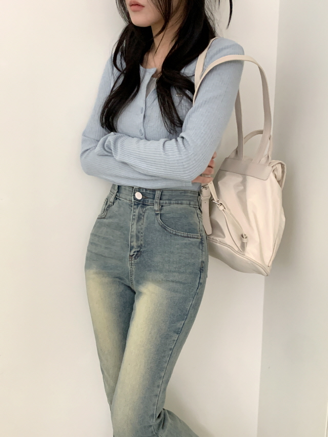 [3단기장/허리밴딩!] 젝스 빈티지 워싱 슬림핏 청바지 하이웨스트 롱 부츠컷 데님 팬츠 상세 이미지 45