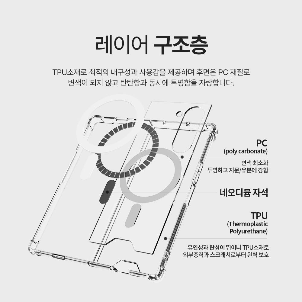 랩씨 맥세이프 케이스 2배 최강 자력 변색 방지 클리어 마그넷 커버 투명, 갤럭시Z 폴드6 - 상세 이미지 4