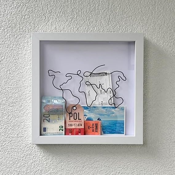 티켓 보관 보관함 액자식 저금통형 뮤지컬 포토 수납 흰색 15x15cm 지도형 - 상세 이미지 2