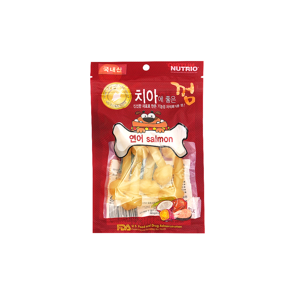 뉴트리오 치아에좋은껌 연어 강아지 치석껌 대용량 80g 간식 덴탈 치약 - 메인 이미지