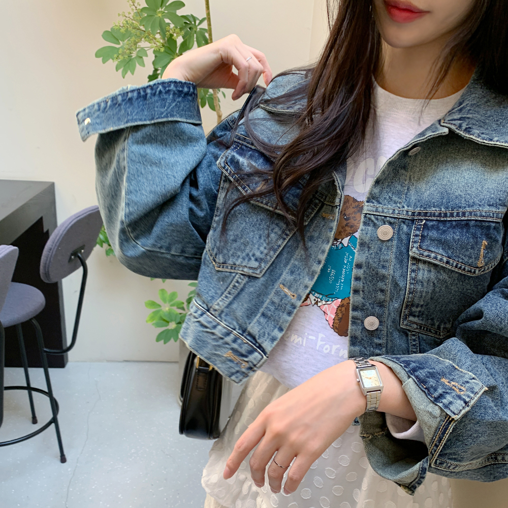 이리카 언발 숏데님 자켓 이미지 8