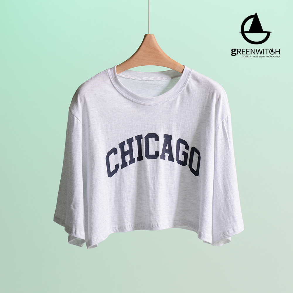 그리니치 CHICAGO 레터링 크롭 요가커버업티 빅사이즈 필라테스복 이미지 8