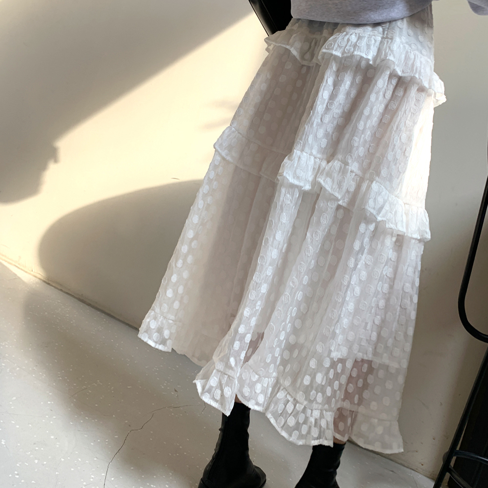 메리웨리 도트 프릴 스커트