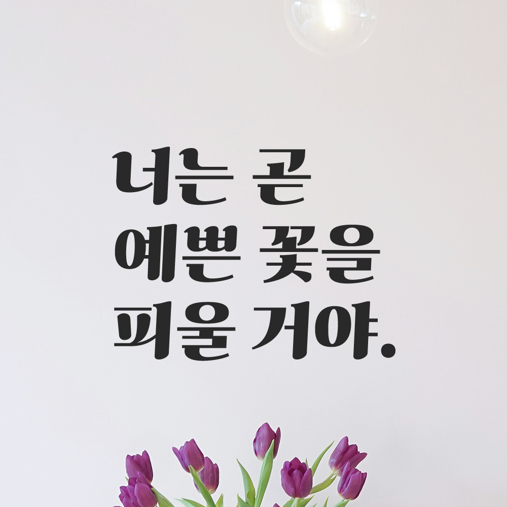 레트로 감성 레터링 스티커 너는 곧 예쁜 꽃을 피울 거야 검정S - 상품 이미지