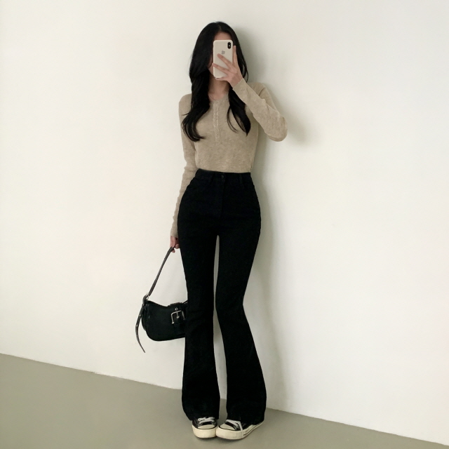 [3단기장/허리밴딩!] 젝스 빈티지 워싱 슬림핏 청바지 하이웨스트 롱 부츠컷 데님 팬츠 상세 이미지 50