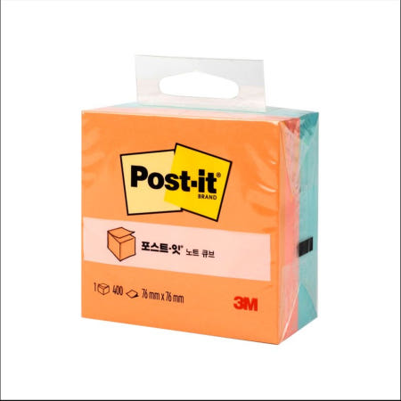 3m 포스트잇 큐브 공부아이템 수학 포스트잇 붙이는 메모지 76x76 3색 오렌지