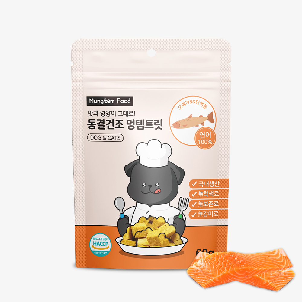 강아지 동결건조 간식 멍템트릿 연어, 60g, 1개 - 메인 이미지