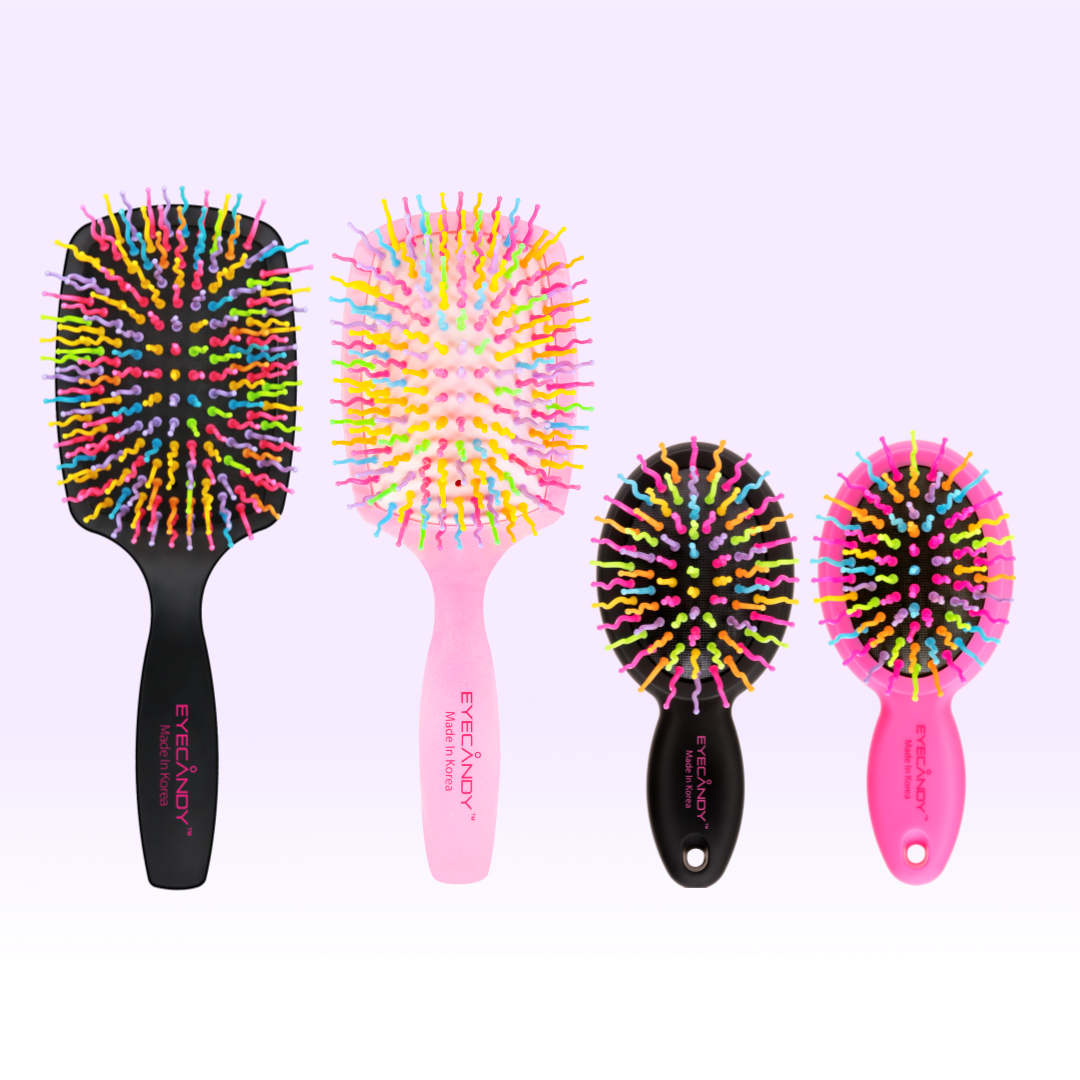 [아이캔디] 패들쿠션머리빗 두피마사지 헤어브러쉬 스피드 볼륨s 패들+미니 브러쉬 세트