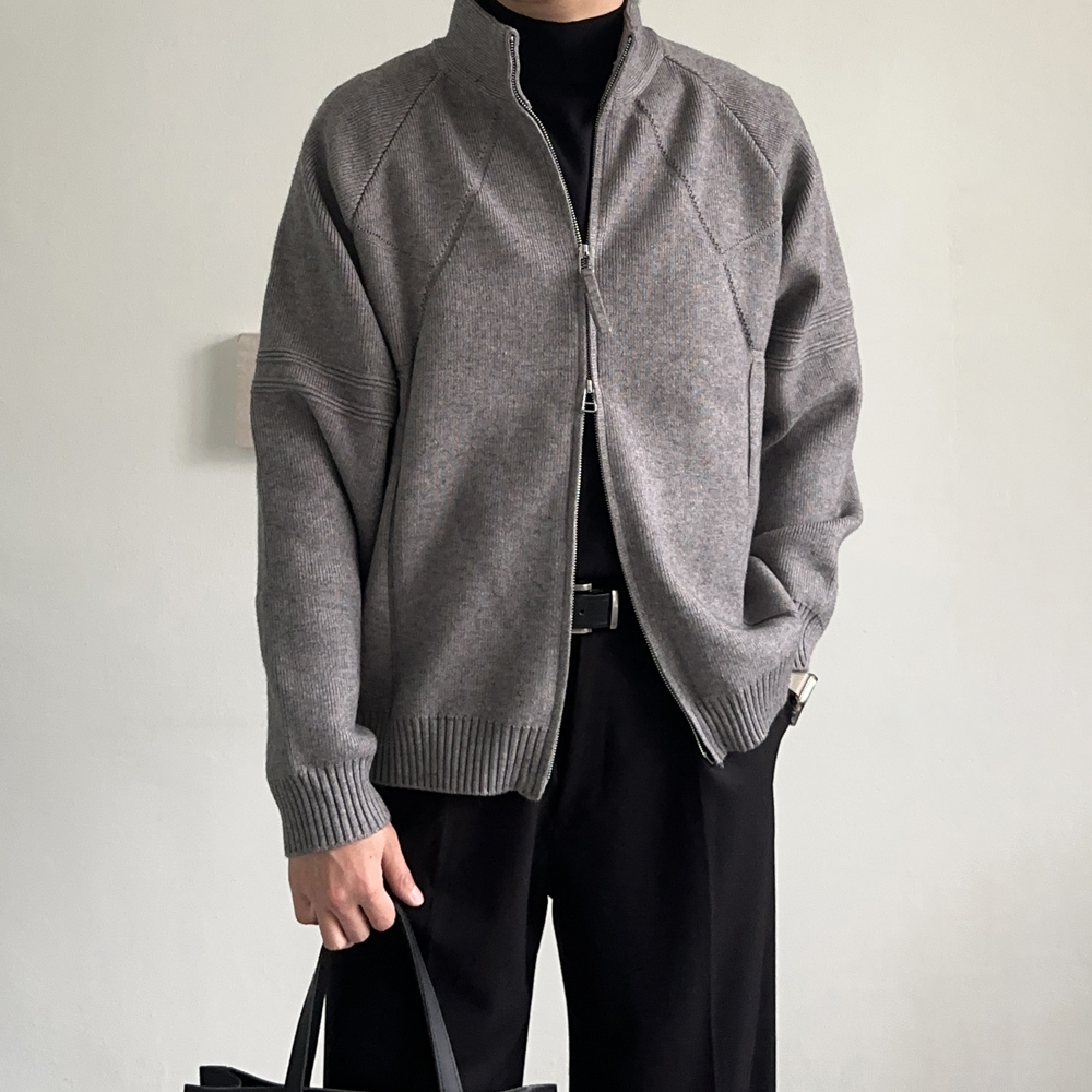 남자 가디건 투웨이 집업 하이넥 니트 남성 니트가디건