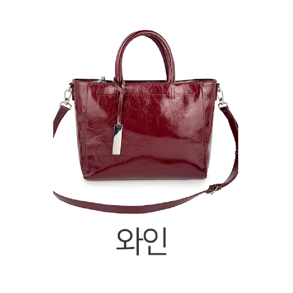 고급 천연 가죽 빅사이즈 토트백 세련된 소가죽 핸드백 엄마 여친 가방선물 토드크로스백 이미지 7