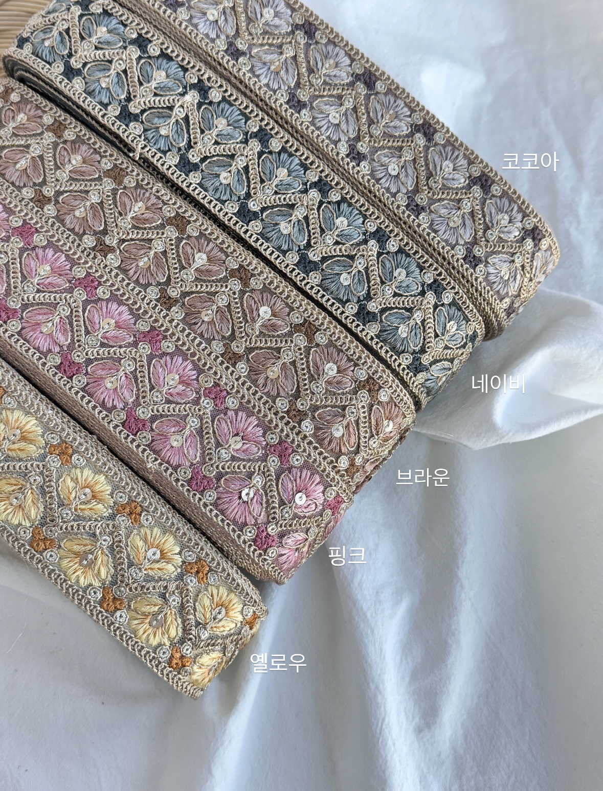 40mm 이삭 자수 리본끈 5color DIY 원단 장식 수예재료 J00000087 - 상세 이미지 4