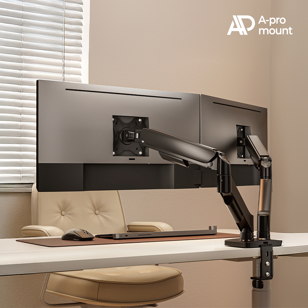 아프로마운트 AP-D97B 가스스프링 듀얼 모니터암  모니터 거치대 브라켓 9Kg까지