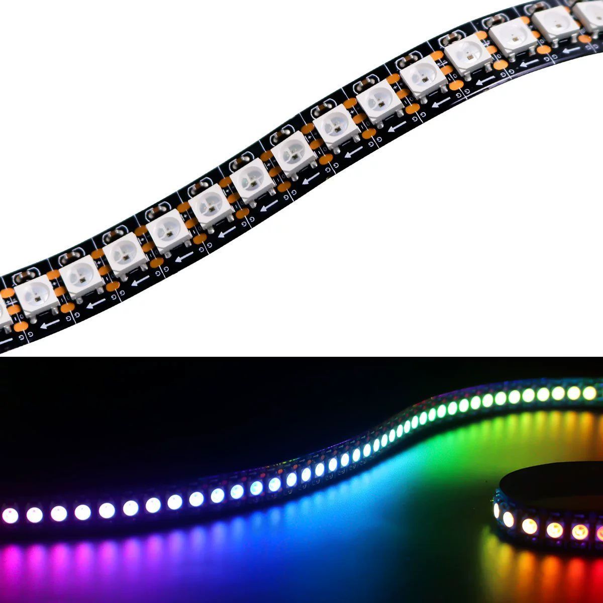 DC5V WS2812B 개별 IP30 1M 픽셀/M 1.5M 2M 3 PCB 조정 화이트 조명 블랙 스마트 스트립 핀 RGB Led 가능 5050 럭스 144 0.5M 1미터 WS... 