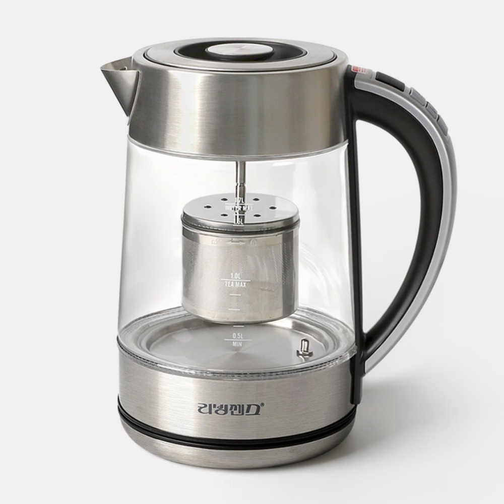 리젠 무선 분유 티포트 1.7L 내열 유리 투명 온도조절 전기주전자 커피 전기 포트