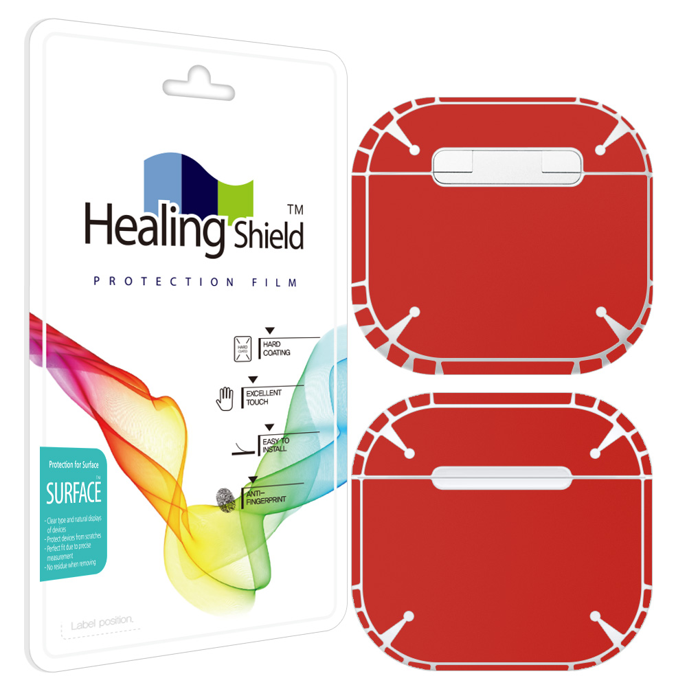 에어팟 4세대 레드 외부보호필름 2세트