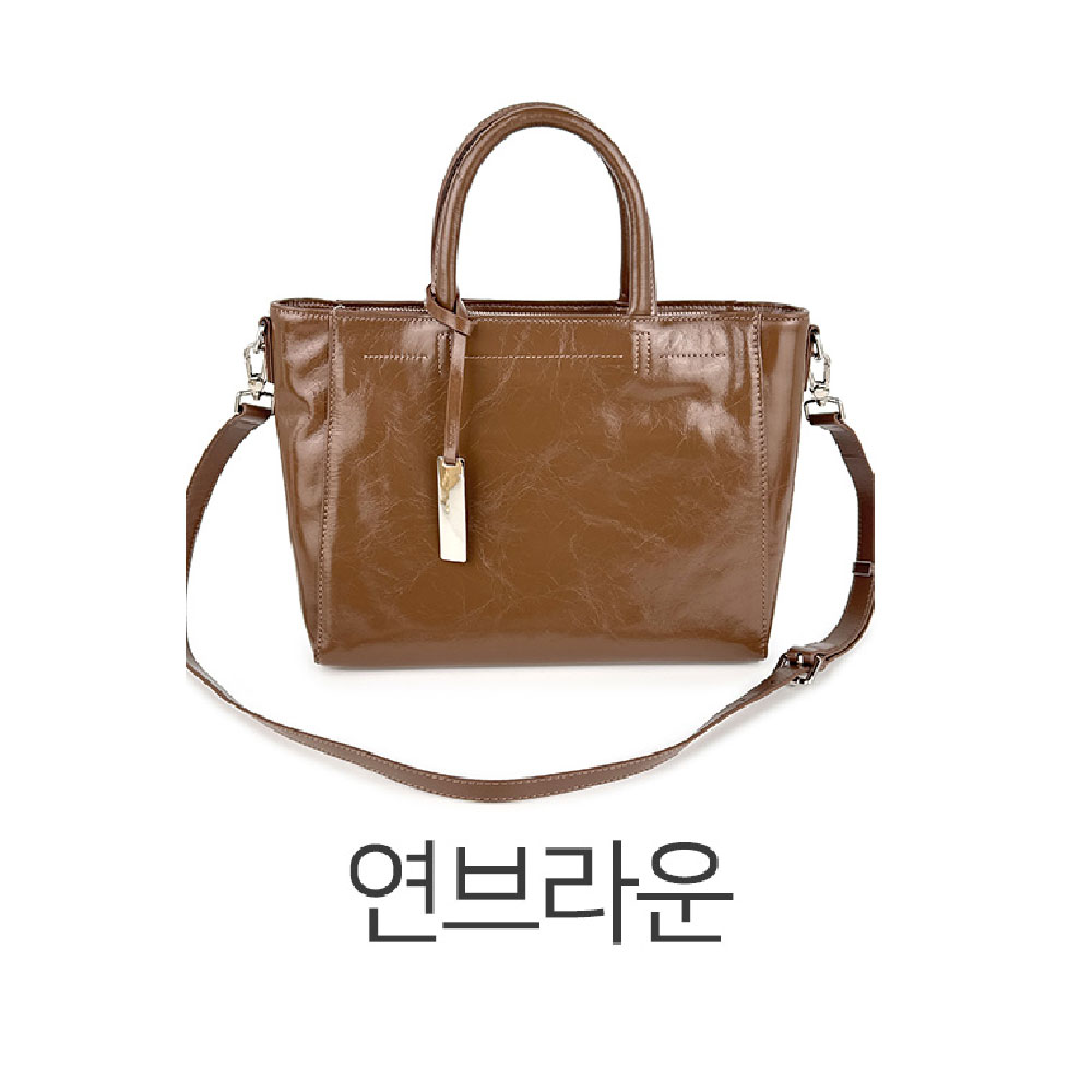 고급 천연 가죽 빅사이즈 토트백 세련된 소가죽 핸드백 엄마 여친 가방선물 토드크로스백 이미지 6