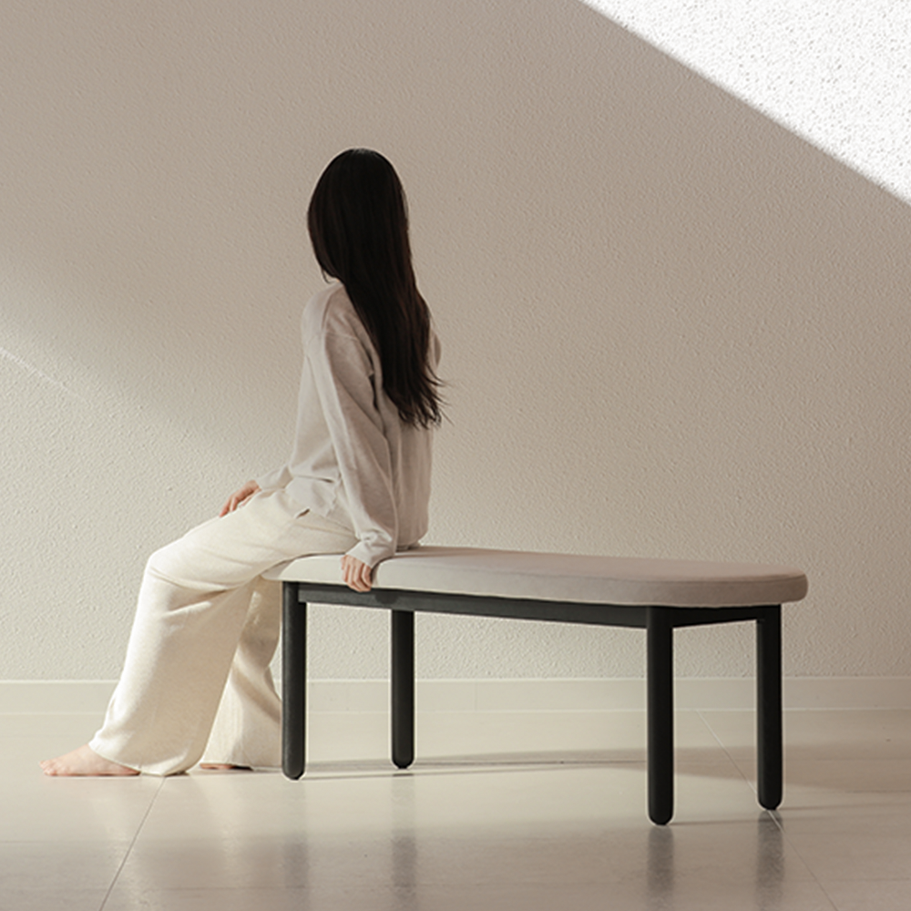 라미에스 유니 블랙 애쉬 원목 포세린 세라믹 라운드 식탁세트 4인용 1400 의자2 벤치1