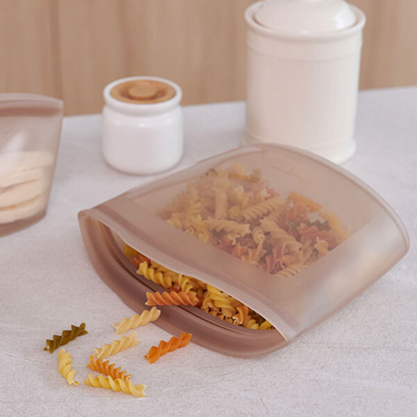 퍼기 3중 밀폐 실리콘 지퍼백 밀폐용기 다회용 지퍼팩 냉장고정리 1P 토프브라운 500ml