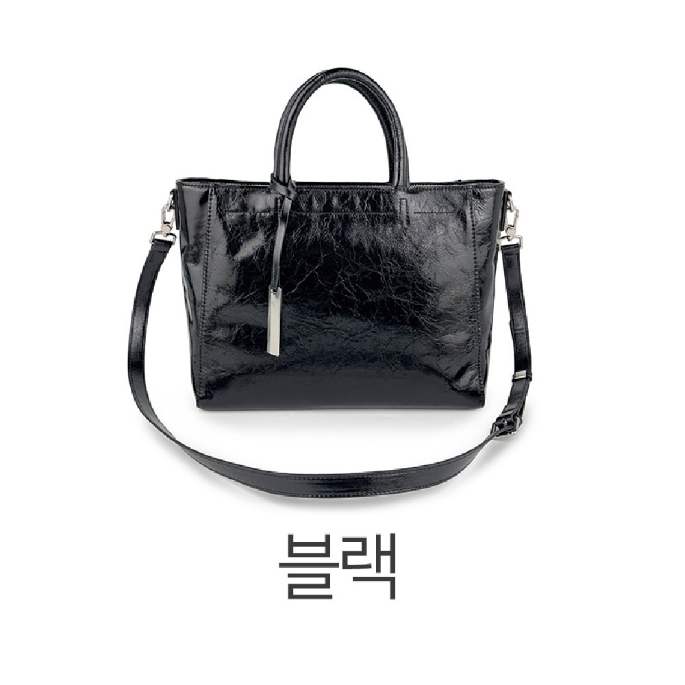 고급 천연 가죽 빅사이즈 토트백 세련된 소가죽 핸드백 엄마 여친 가방선물 토드크로스백 - 상세 이미지 4