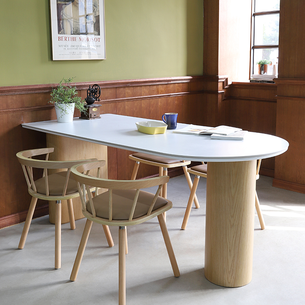 캐러맬 세라믹 반타원 식탁 카페 다이닝 월넛 테이블 6인용 1800 CL511