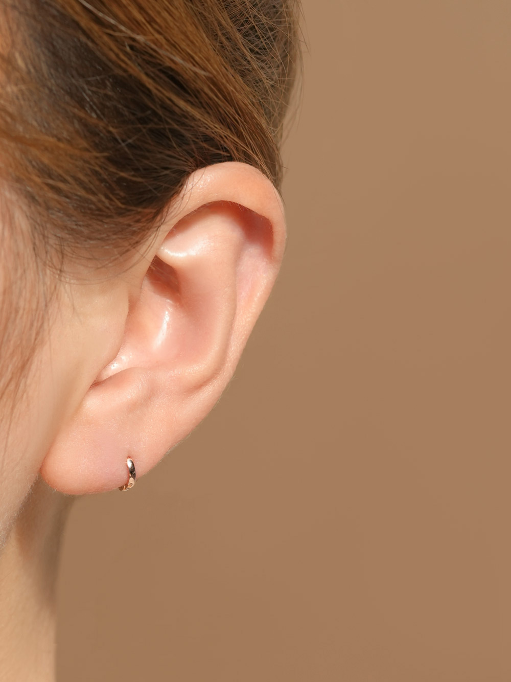 14K 18K 미니 귓바퀴 플랫 원터치 링 귀걸이