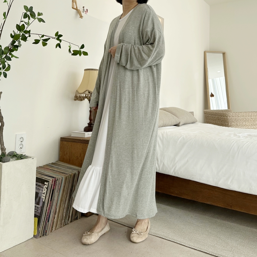 빅사이즈 여성 롱 로브 가디건 봄 가디건 가을 데일리룩 빅사이즈 가디건