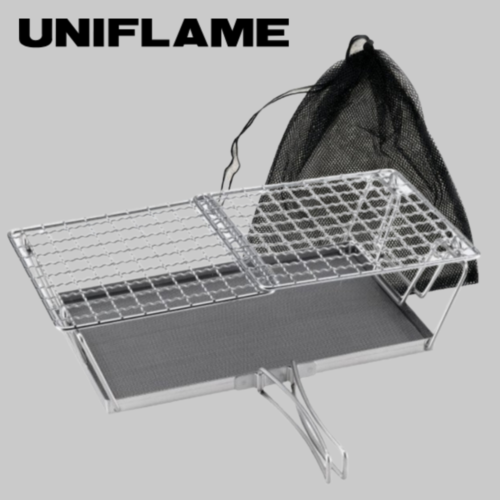 유니프레임 팬 미니 멀티로스터 메쉬파우치 포함 백패킹 미니화로 석쇠 꼬치 그릴 토스터기