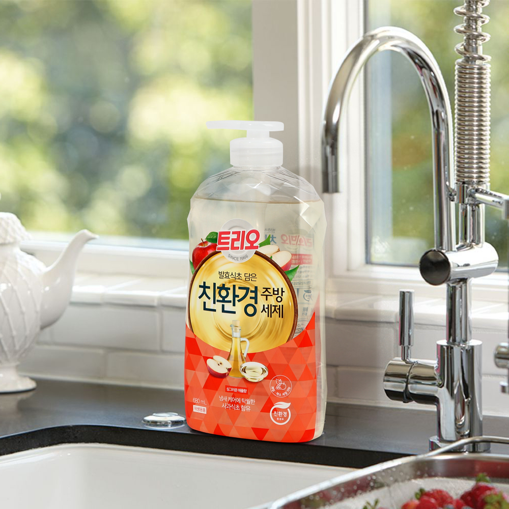 애경 트리오 발효 식초 담은 애플향 주방세제 용기 680ml