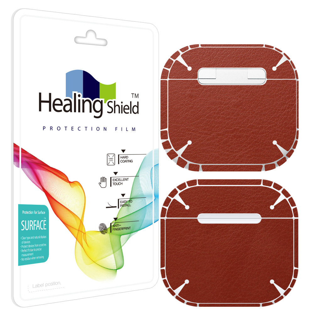 에어팟 4세대 레더브라운 외부보호필름 2세트